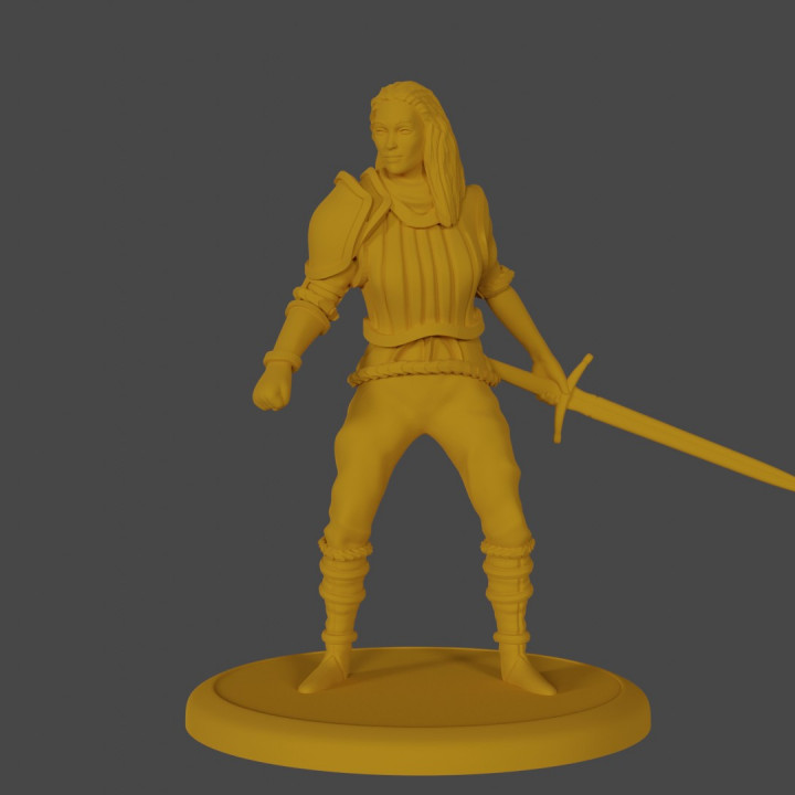 Humain combattant table femelle épée guerrier 3D print model - Mito3D