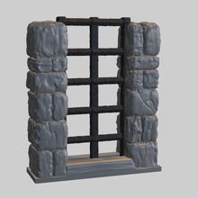 openforge dungeon stone separate wall grates jail doors rpg terrain tiles dnd pathfinder 3d print model - Mito3D