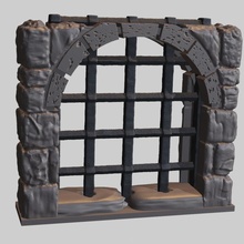 openforge dungeon stone separate wall portcullis rpg terrain tiles dnd pathfinder 3d print model - Mito3D