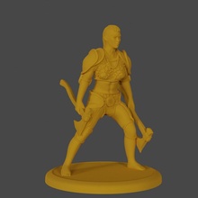 humano bárbaro doble ejes mesa hacha hembra combatiente guerrero salvaje 3d print model - Mito3D