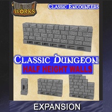 classic dungeon half-height walls set tabletop clip modular rpg dungeonworks 3d print model - Mito3D