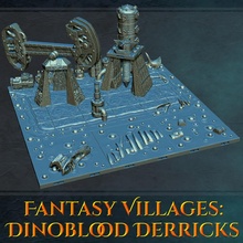 fantezi köyler dinozor Derricks masaüstü pompa sıvı yağ cüce sondaj rafineri ejder ısırığı Dragonlock Derrick katran çukurları petrol 3d print model - Mito3D