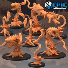 man eating plant set piranha flower tabletop collection fantasy medieval monster rpg warhammer enemy dungeon tentacles dnd pathfinder 3d print model - Mito3D