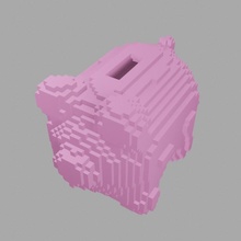 voxel porcin banque bureau porc jouet cubique pièces monnaie banques 3d print model - Mito3D