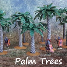 28mm modular palm trees - pack + +c store desert terrain tree miniature tabletop wargame jungle 6mm 10mm 15mm palmtree oasis 3d print model - Mito3D
