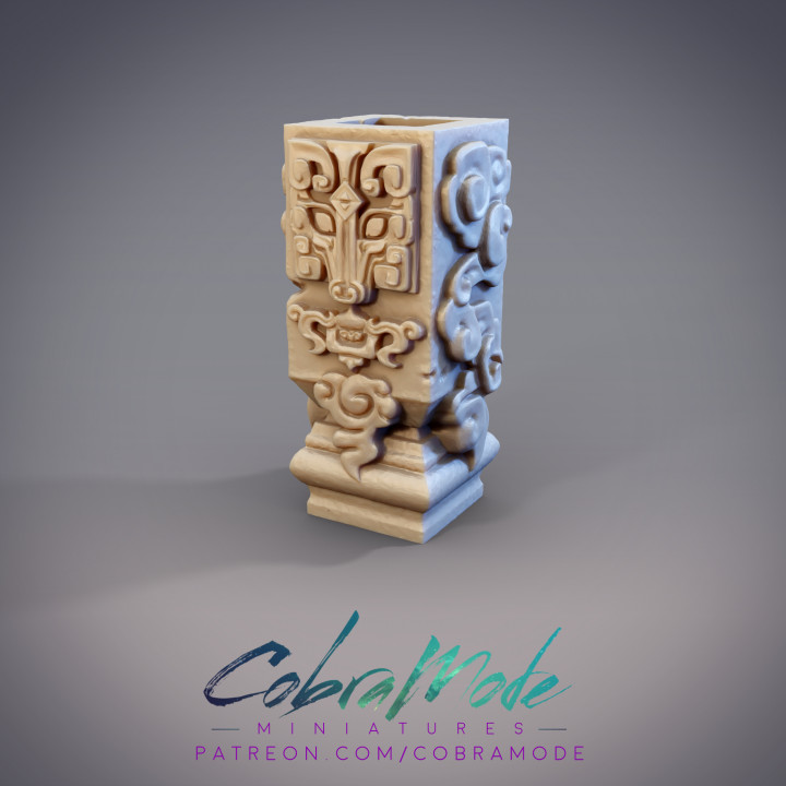 xueren decorativo Roca pilar Tienda chino decoración tallado 3D print model - Mito3D