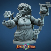 dwarven female herbalist miniature tabletop dragons dungeons fantasy player rpg character boardgame dwarf d&d dnd adventurer 5th pathfinder npc epicsnstuffs 3d print model - Mito3D