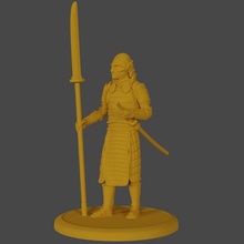 samurai guerrero mesa demonio combatiente humano katana naginata 3d print model - Mito3D