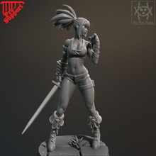 pin - dual sword fighter tabletop cute fantasy female fighter figurine girl sexy statue sword warhammer woman miniature tabletop pinup 35mm muscular 70mm athletic kingdomdeath