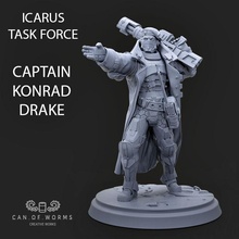 captain konrad drake tabletop game miniatures table wargaming warhammer miniature force scifi soldiers icarus task canofworms 3d print model - Mito3D