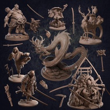 dragon trapper pack - pre supported tabletop boss chinese dragons dungeons epic fox japanese monk monster tiger trappers samurai sumo asian spirit kitsune tabaxi lodge 3d print model - Mito3D