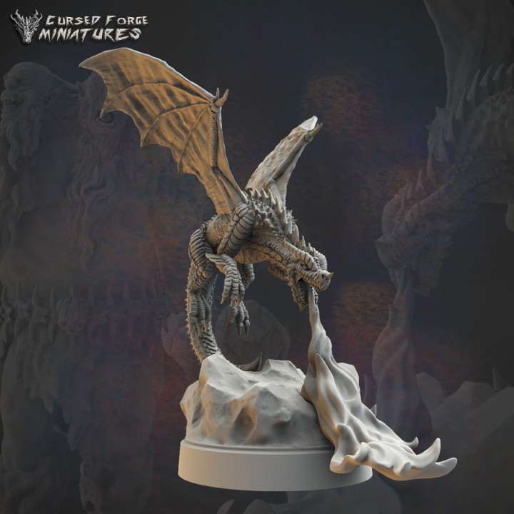 pre-supported red dragon rpg miniature tabletop dragons dungeons mini monster d&d dnd pathfinder 3D print model - Mito3D