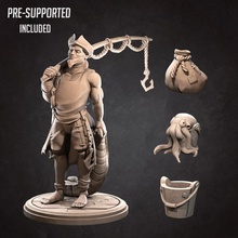 pescador tampo mesa herói pirata personagem miniatura balde patreon d npc equipe técnica vara 3d print model - Mito3D