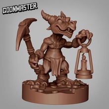 kobold miner 1 tabletop axe candle dragon dragons dungeons gold light mini pick wargaming dnd pickaxe 3d print model - Mito3D