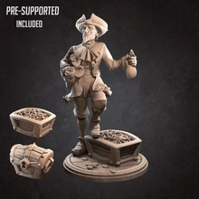 pirate Marchand table personnage miniature jeu plateau poitrine PNJ équipage 3d print model - Mito3D