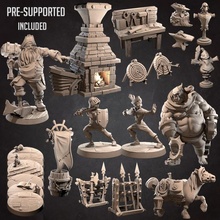 august 2020 release - blacksmith set tabletop ork character weapons anvil boardgame archery pony forge patreon d&d assistant scenery dummy bases squire monthly 3d print model - Mito3D