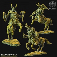 3x centaure Masculin guerriers table fantaisie combattant monstre marteau guerre guerrier cheval cavalerie donjon dnd 32mm 39 animaux 3d print model - Mito3D