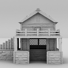 medieval cobertizo mesa 3d imprimible barco edificio fantasía casa interior terreno d paisaje 3d print model - Mito3D
