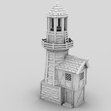 Ortaçağa ait deniz feneri masaüstü 3d yazdırılabilir bina fantezi iç arazi d manzara 3d print model - Mito3D