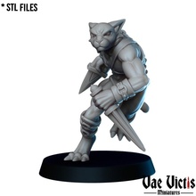 Tabaxi gladiador tampo mesa gato lutador herói Guerreiro dnd 3d print model - Mito3D