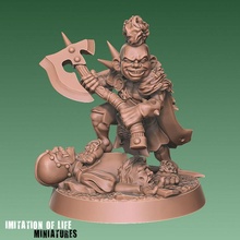 bingo barbarian chaotic halfling tabletop dragons dungeons fighter hero rpg support warhammer miniature chaos d&d 28mm dnd frostgrave berserker mordheim 30mm warcry presupported supported pre 3d print model - Mito3D