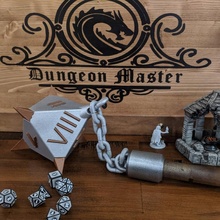 dice damage weapon d8 flail tabletop dragons dungeons rpg weapons d20 d&d dm dungeonmaster spinnyboi 3d print model - Mito3D