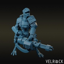 reptilian soldier gunner v2 tabletop lizard trooper warhammer scifi wargame 40k war game folk 3d print model - Mito3D