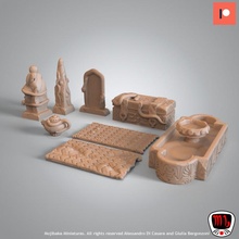 temple cassé flèches donjon accessoires pre supported table miniatures modulaire rpg minis dnd arabe 3d print model - Mito3D