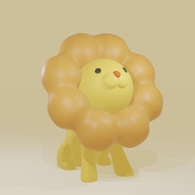 pon león sentado pose figura juguete amarillo leones pondelion misterdonut 3d print model - Mito3D