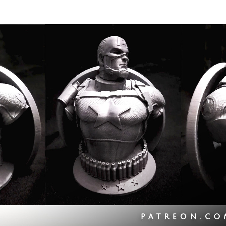 malvado maravilla vengadores capitán America 3d busto stl Listo impresión gratis ventilador Arte imprimible pedal arranque leyenda guerra zbrush cifras dc 3D print model - Mito3D