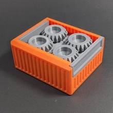 pinion box store holder container diy fun gears gift kitchen mechanical office organiser storage toy rack moving workshop organizer caddy 3d print model - Mito3D