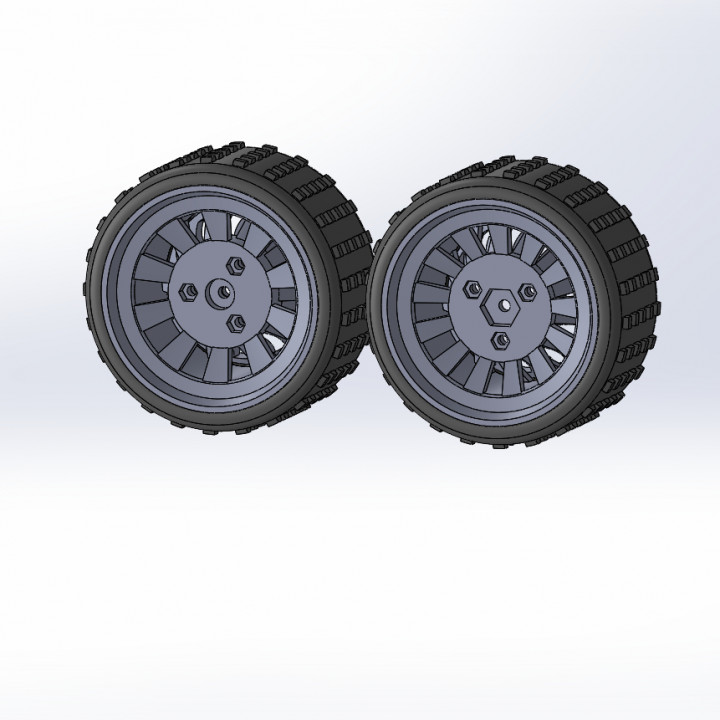 roue rc voiture hexagone 12 diamètre 9cm palier monstre camion roues hexadécimal rccar tb3d carrc monstercar 3D print model - Mito3D