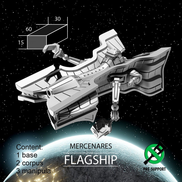 flagship mercenares tabletop miniatures sci-fi space spaceship 3dprint boardgames spacecraft board games stellar ti4 3D print model - Mito3D