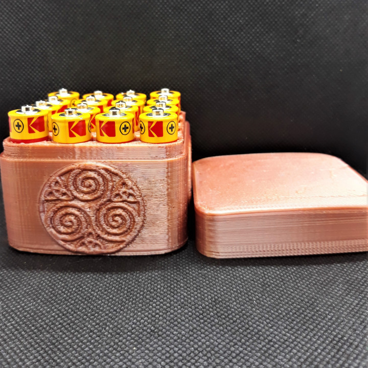 celtic trinity spiral battery box 16x aa store holder culture desk diy handy storage style organise organizer celt battries 3D print model - Mito3D