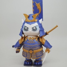 samurai cat store action armour figure gold japan japanese red statue sword warrior weapon pop blue 3d print model - Mito3D