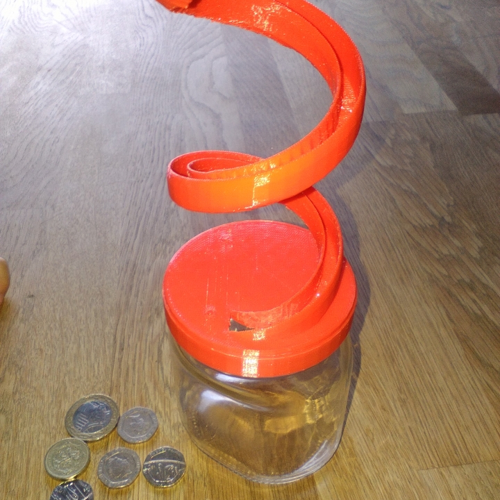 Spirale Geld box nutella Glas upcycling diy Spaß sparschwein 3D print model - Mito3D