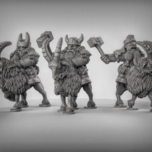 dwarf goat riders tabletop fantasy warhammer dungeonsanddragons dnd pathfinder dwarves kingsofwar ageofsigmar aos cavelry 3d print model - Mito3D
