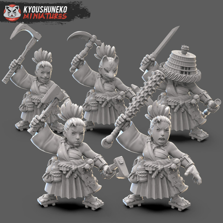 anão fêmea samurai Ronin tampo mesa fofa Dragão masmorras menina rei guerra martelo Guerreiro reis meninas asiática dnd 9thage sigmar kow 3D print model - Mito3D