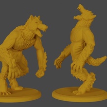 hombres lobo 2 poses mesa bestia mal hombre humanoide licántropo organismo polimorfo 3d print model - Mito3D