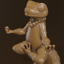 meditando lagartija animal criatura lindo juguete estilizado niños humanoide geco 3d print model - Mito3D