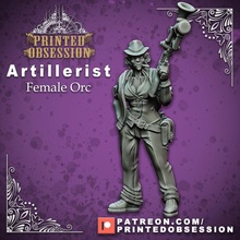 artificer - artillerist female orc 32mm d&d miniature tabletop dragons dungeons hell kickstarter punk steampunk printed fury steam patreon mm dnd gangster 32 peaky blinder heaven obsession hath gang mobster 3d print model - Mito3D
