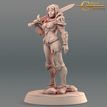 femmina guerriero tavolo Drago ragazza eroe umano mini gioco ruolo rpg donna miniatura prigione 28mm 32mm 3d print model - Mito3D