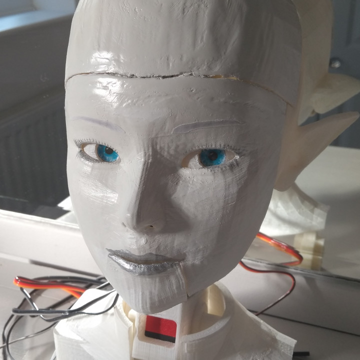 elfdroid baş arduino droid elf fantezi kadın robot mekanizma Pololu animatronik elegoo jinoid 3D print model - Mito3D