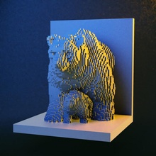 cúbico oso libro decoración voxel 3d print model - Mito3D