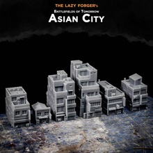campi battaglia Domani asiatico città negozio epico moderno sci fi terreno miniatura scifi gioco guerra 6mm 10mm 3d print model - Mito3D