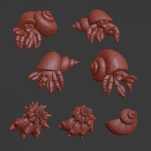 eremita caranguejos animal decoração modelo miniatura caranguejo d 28mm bits frutos mar bitz 3d print model - Mito3D