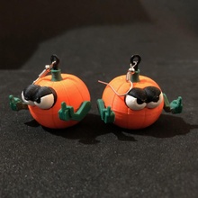kawaii 'grumpy pumpy' salty pumpkin earrings jewellery cute gift halloween party jewelry grumpy angry gifts pumpkins 3d print model - Mito3D