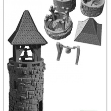 belltower stl files tabletop building grim king miniatures war warhammer castle scenery geb ude kingofwar saeculum 3d print model - Mito3D