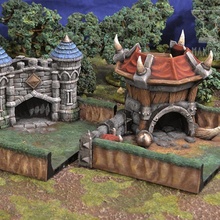 campos batalla humano castillo orco torre modular + bandeja mesa juego rol dados guerra 3d print model - Mito3D