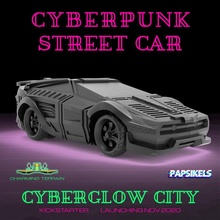cyberglow city cyberpunk street car tabletop free kickstarter sci-fi scifivehicle shadowrun cyberpunk2077 pre-supported papsikels cyberpunkcar sci-ficar cyberpunkvehicle cyberpunkautomobile charmingterrain cyberpunkstreetcar 3d print model - Mito3D